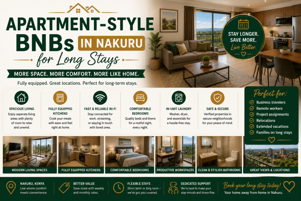 Apartment-Style BNBs in Nakuru for Long Stays