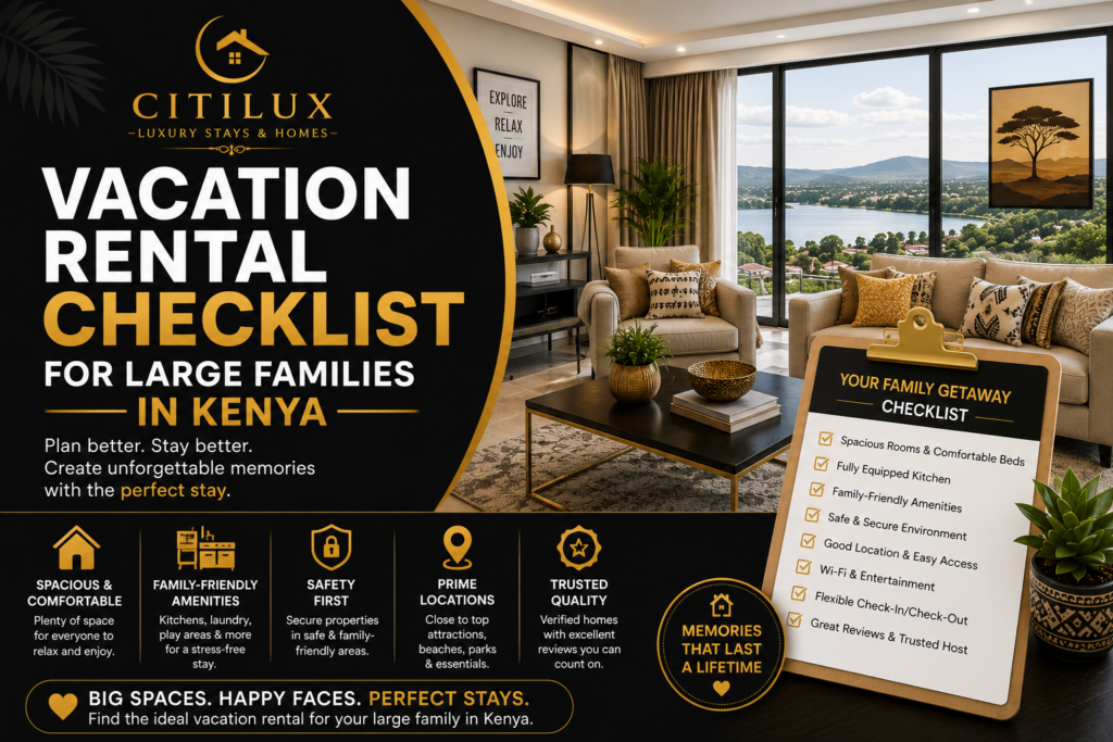 Vacation Rental Checklist for Large Families in Kenya